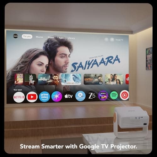 Wzatco Yuva Horizon, Google TV Official, Native 1080P, Projector 4k Ultra HD, 1500 ANSI Ultra Bright, Fully Automatic, Dust Free, Smart Mini Theater for Room, Home Cinema, 2GB-32GB 4