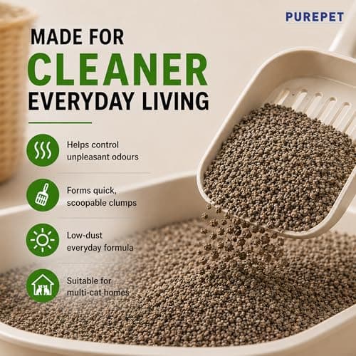 Purepet Cat Litter for All Cat Breed, Lavender Fragrance - 10kg Pack Pet Litter Tray Refill 4