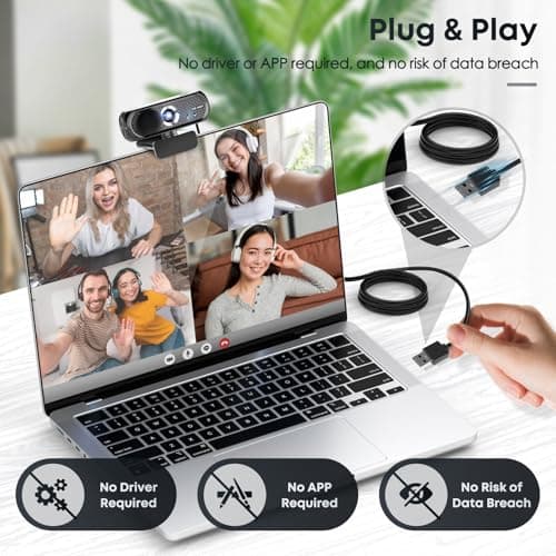 Shcngqio 1080P HD Webcam with Microphone, Noise Cancellation,Wide-Angle Lens, Auto Light Correction,Desktop, PC, Mac, Zoom, Skype, Streaming (Light Black) 5