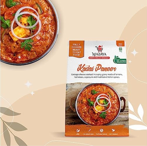 MAZAYA Heat & Eat Fully Cooked Ready to Eat Kadhai Paneer (Veg 300 Grams) with No Preservatives, No Added Artificial Colour & Flavour | Natural Instant Food Items Ready to Eat 3