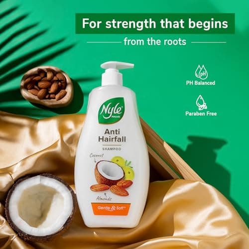 Nyle Naturals Anti-Hairfall Shampoo | For Hairfall Control | With Coconut Milk, Badam and Amla |Gentle & Soft Shampoo For Men & Women |800ml 5