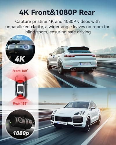 REDTIGER F9 Dash Cam 4K Front and Rear 1080P, Built-in 5.8GHz WiFi and GPS, Dual Dash Camera for Cars with 32GB Card, Loop Recording, Parking Mode, Smart App Control 3