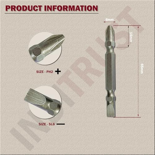 Inditrust PH2 Bits Screwdriver Plus and Minus Bit, Shape +/- (10 BITS) 2