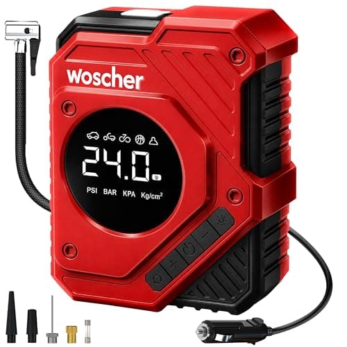 Woscherr Tornado Digital Tyre Inflator for Car and Bike, Air Pump for Car Tyre, 150 PSI 12V DC Car Inflator with Digital Pressure Gauge, LED Light | Tyre Inflator Kit | 1+1 Year Warranty