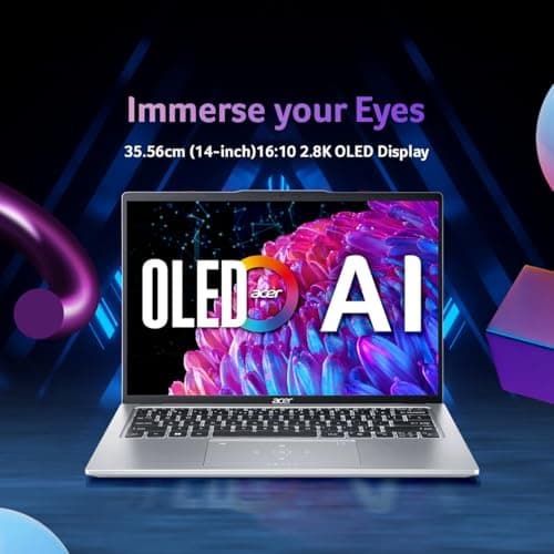 acer Swift Go 14, AI PC, Intel Core Ultra 5 125H, Office 2024 + M365 Basic, 16GB LPDDR5X/512GB SSD, 14-inch OLED WQXGA /1440p Camera, Win 11 Home, Pure Silver, 1.3 Kg, SFG14-73, Premium Laptop 3