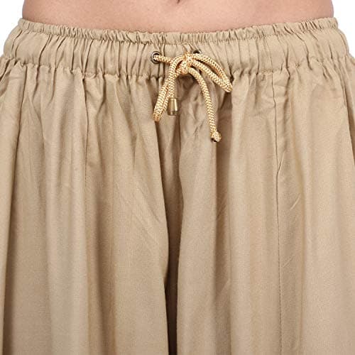 3wish Women Mid Rise Rayon Flared Palazzo Pants (From Ayesha Creations) Loose-Fit Trousers - Plazo Stylish Latest - 5Xl Beige Colour Skirt Palazo Parallel Pants 4