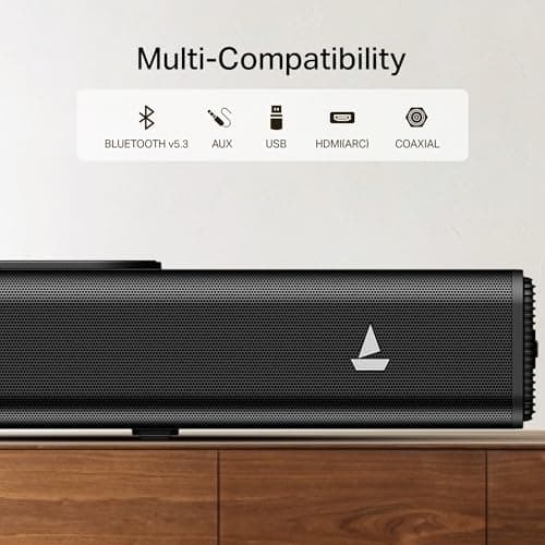Boat Aavante 2.2 1400, 140W Signature Sound Built-in Subwoofer, 2.2CH, Multiple Ports, EQ Modes, Remote Control, Bluetooth Sound bar, Home Theatre Soundbar Speaker (Premium Black) 5