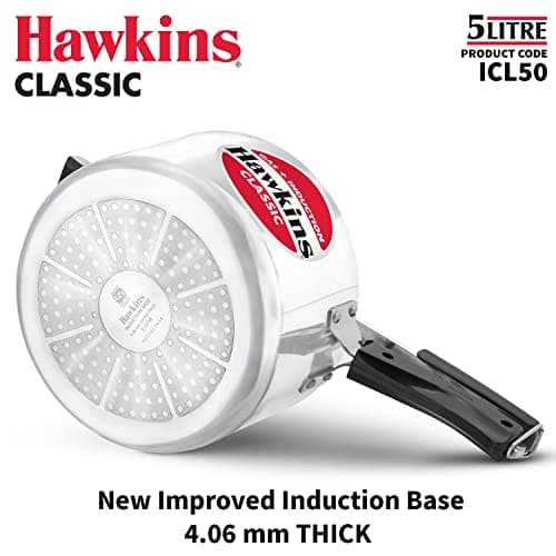 Hawkins Aluminium 5 Litre Classic Pressure Cooker, Induction Inner Lid Cooker, Pan Cooker, Best Cooker, Silver (Icl50) 2
