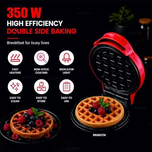 2026 Waffle Maker 3-in-1 Waffle Iron Machine | 4 Inch Non-Stick Waffle Machine for Home | Sandwich, Pancake & Dessert Maker | Breakfast Maker | Easy to Clean Electric Waffle Maker Kitchen Appliance 5