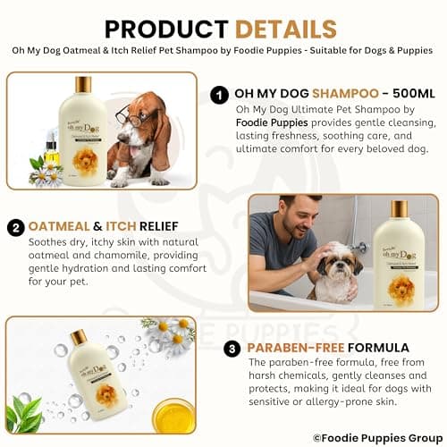 Foodie Puppies Oh My Dog Oatmeal Shampoo for Dogs and Puppies - 500ml | Paraben & Cruelty-Free Ultimate Pet Shampoo | Shiny, Soft Fur and Itch-Relief Coat | Suitable for All Breeds and Sizes 3