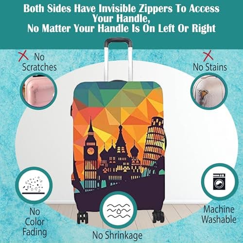 Handcuffs Luggage Cover Trolley Travel Covers, Washable Dust Proof Anti-Scratch Suitcase Protector (Multi Color Yellow, XL (31"-32")) 5