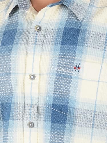 Crimsoune Club Boy's Blue Checked 100% Cotton Shirt (5-6Y) 4