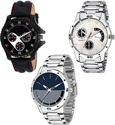 Acnos Stainless Steel Premium Special Super Quality Analog Watches Combo Look Like Handsome For Boys And Mens Pack Of - 3(436-437-438), Band Color:Assorted, Dial_Multi 2