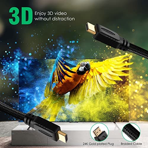 AGARO HDMI Cable 2 Meters, Premium High Speed 18Gbps, 4K@60Hz Support HDR, 3D, ARC, HDCP 2.2, Cotton Braided Cord for PS5/PS4/Xbox/Apple TV/Projector 3