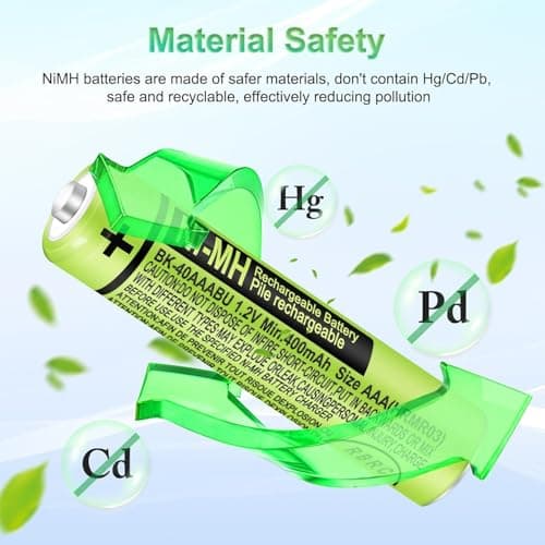 6 Pack BK-40AAABU Ni-MH AAA 1.2V 400mAh Rechargeable Batteries for Cordless Phones, Remotes & Electronics 4