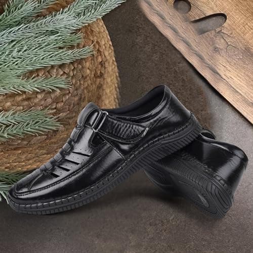 Zixer E7011 Ethnic Wear Wedding Party Half Shoes for Men Mojri Casual Formal Back Open Shoe Casuals for Men Black 2