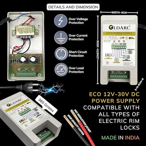 OldArc Lock Power Supply with LED for ALBA, CP Plus, Secureye, Yale Electronic Door Lock | 8 Port Two-Door Electric Lock Control SMPS Power Supply | 220AC to 12V-30V DC | Long Distance Voltage Supply 3