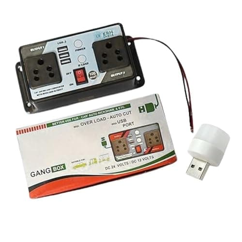 ERH India DC to AC Converter 12V 24V to 220V – 100 Watt Mini Inverter with 3 USB Ports for Car, Bus, Truck, E-Rickshaw, and Solar Panels