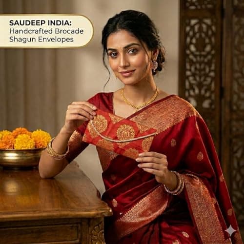 SAUDEEP INDIA Pack of 3 Raw Silk Fabric Money Gift Envelopes for Wedding, Marriage, Haldi, Mehendi, Birthday & Festivals | Designer Cash Shagun Covers for Gifting | MultiColor Traditional Lifafa 4