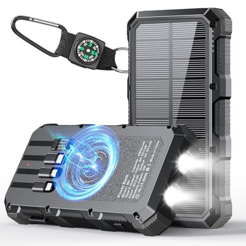 Solar Charger Power Bank 49800mAh Wireless Charger QC 3.0 Fast Charging Power Bank 8 Outputs 4 Inputs Solar Portable Charger Compatible with All Mobile Devices,SOS/Strobe/Strong Flashlights (Black)