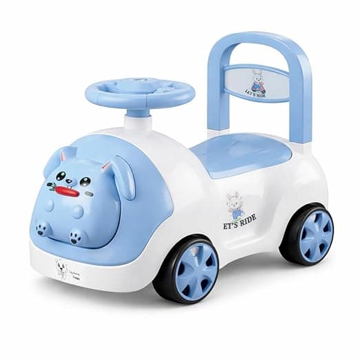 Lifelong Bunny Manual Push Ride-On Toy Car with Back Support for Boys & Girls 1-4 Yrs, Distraction-Free, Non-Musical, Easy Installation, 50kg Capacity, Steering Wheel, Storage (LLCBBR03)