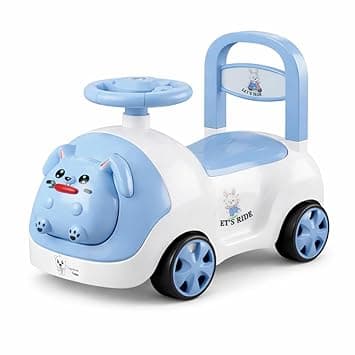 Lifelong Bunny Manual Push Ride-On Toy Car with Back Support for Boys & Girls 1-4 Yrs, Distraction-Free, Non-Musical, Easy Installation, 50kg Capacity, Steering Wheel, Storage (LLCBBR03)