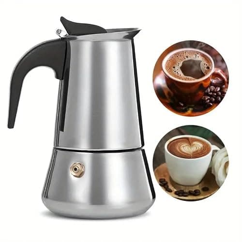 HOMETIC Stainless Steel Stovetop Espresso Maker Italian Style Moka Coffee Pot with Ergonomic Handle, 2-4-6 Cup Capacity, Durable & Easy-to-Use for Rich, Full-Bodied Coffee at Home (2 Cups)