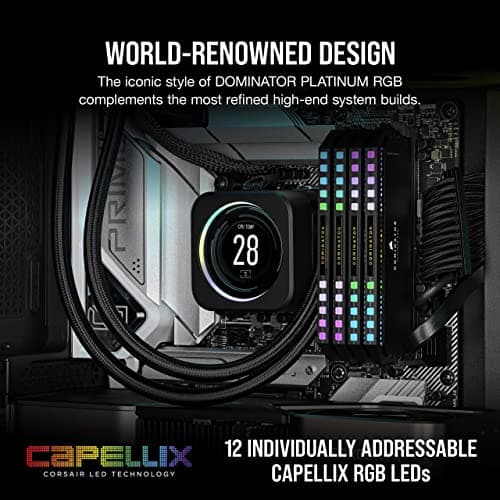 Corsair Dominator Platinum RGB DDR5 32GB (2x16GB) DDR5 7200 MHz C34 Intel Optimised Desktop Memory (Onboard Voltage Regulation, Patented Corsair DHX Cooling, 12 Ultra-Bright CAPELLIX RGB LEDs) Black 4