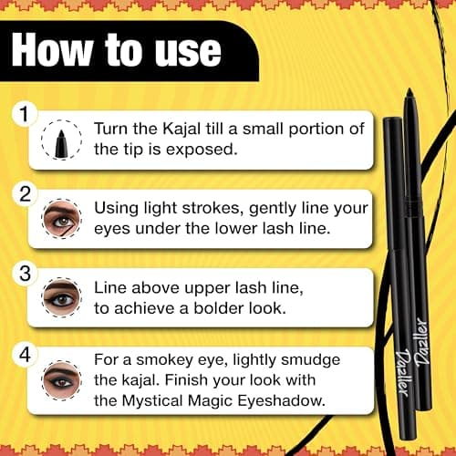 Dazller Kreamy Kajal - Pack of 2, Blackest Black, 15 Hour Stay, Water-Resistant, Smudge-Proof, Creamy Matte Finish, 0.7g 5
