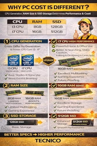 TECNICO Victory Desktop CPU Set, Core I3 2120 2.2GHz, 8 GB DDR3 RAM, 128 GB SSD, RGB Keyboard Mouse Set, WiFi 6, Bluetooth, Speakers, Headphone (Include Monitor 20" Led) 5