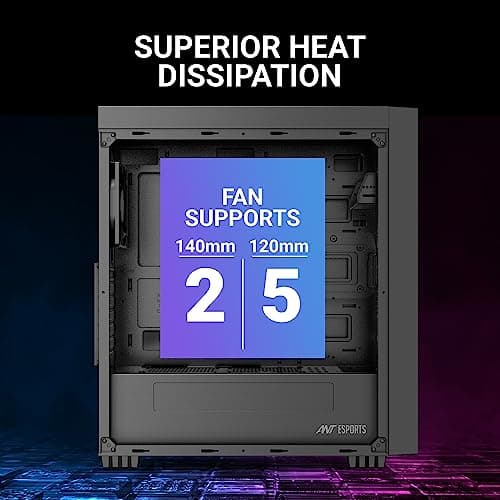 Ant Esports SX310 PRO Mid- Tower Computer Case/Gaming Cabinet - Black | Support E-ATX, ATX, Micro-ATX, Mini-ITX | Pre- Installed 1 Rear Fan 4