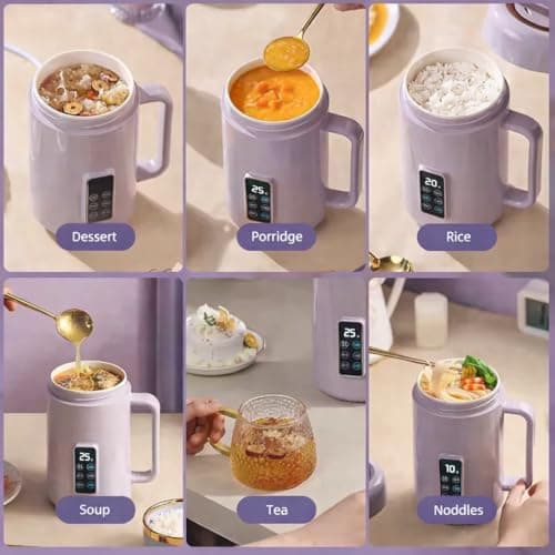 opriQ Electric Cooking Pot | Portable Mini Cooker with Digital Display | Multi-Function Kettle for Rice, Soup, Maggi | Travel Office Food Warmer | Auto Shut-Off (1 Liter) 2