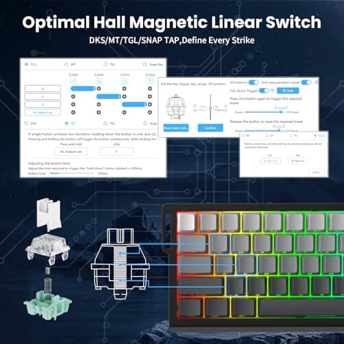 ATTACK SHARK X68 HE 8000Hz Rapid Trigger Keyboard, 0.01mm RT Accuracy Wired Gaming Keyboard with Magnetic Switch, Adjustable Actuation, Rapid Trigger, Snap Tap, RGB Lighting for PC/Mac, Moonlight 5