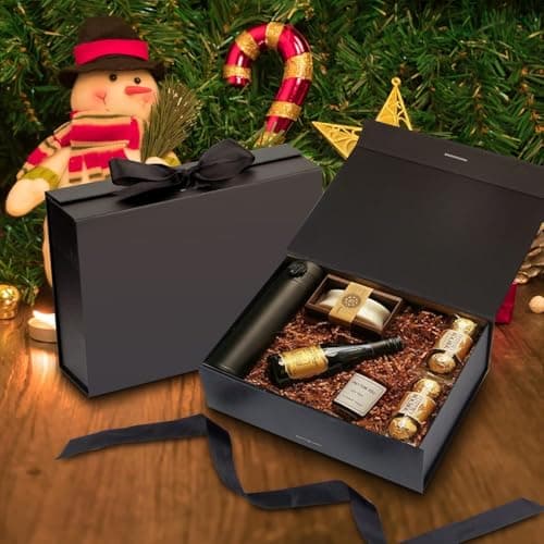 VRB Dec 1Pcs Multipurpose Gift Box Decorative Folding Paper Gift Box with Ribbon,gift box for packing,hamper boxes,gift boxes for Return Gifting,Storage,Engagement,Wedding(1 Pcs Black Rigid Box) 4