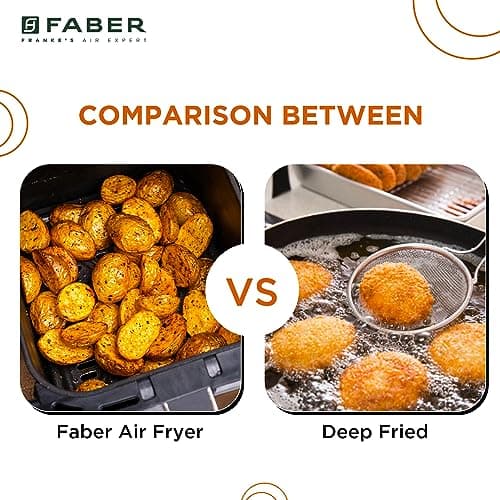 Faber 6 liter 1500W Air Fryer|Fry, Bake, Roast, Toast, Defrost, Grill & Reheat|360° Rapid Air Cooking, 85% Less Oil|Temperature & Time Control, Non-Stick Fryer Pan, Auto-Off | Sleek Design | (Black) 5