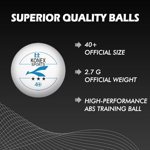 KONEX 40+ Plastic Table Tennis Balls Pack of 12 | High Performance 3-Star ABS TT Balls for Professional Matches and Training | Ideal for Adults & Kids (White) 3