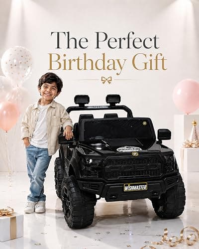 Wishmaster Driving 4 Motors with Bluetooth EV Jeeps for Kids 1, 2, 3, 4, 5, 6 Years | Remote + Steering + Mobile App Control | Ride on Car | Birthday Gift (Black) 2