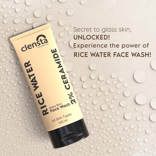 Clensta Rice Water Face Wash With Rice Water & 2% Ceramide for Glass Skin | All Skin Type | Women & Men | 100ml 2