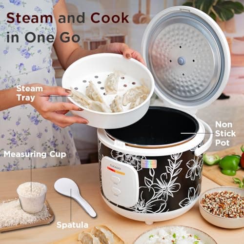 CUCKOO Electric Rice Cooker | 1.8 Ltr 10 Cups 1.2 Kg Raw Rice Capacity Serves 2-10 People | 700 Watt | 5 Ltr Nonstick Pot | 8 Hour Keep Warm Function | Trusted Korean Brand | 1 Year Warranty |CR-1005 2