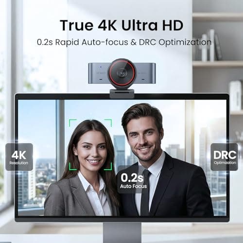 eMeet C960 4K AI Tracking Webcam for PC & Laptop, Sony Sensor, Autofocus, Triple Microphone Array, Gesture Control, Streaming Camera for OBS, Twitch, Zoom, Teams & Switch 2 3
