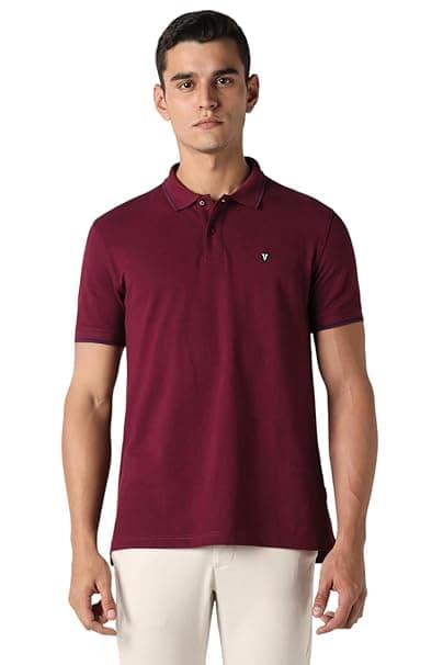Van Heusen Men's Cotton Solid Regular Fit Collar Polo T-Shirt