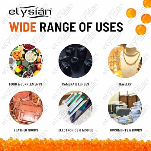 Elysian Color Indicating Orange Desiccant Silica Gel Beads Absorbent Rechargeable For Moisture, Room, Kitchen, Wardrobe, Cupboard, car, Bedroom, Camera, Lenses, Shoes (Orange, 1 KG) 5