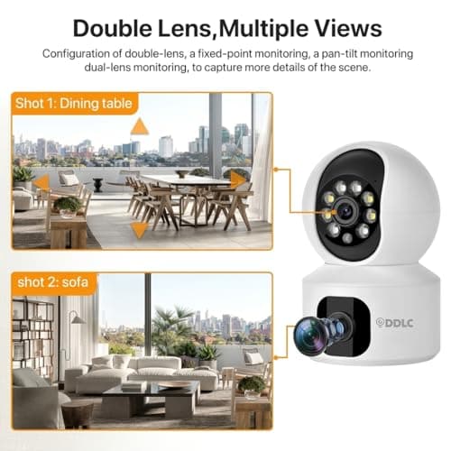 DDLC 5MP Indoor WiFi Smart CCTV Camera for Home | 1080p Full HD | Color Night Vision | Motion Detection | Two Way Audio | Wireless Home Security Camera with Mobile App V380 Pro (Upro Dual Lens) 3