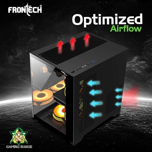 Frontech Nebula Gaming Computer Cabinet with ARGB & Tempered Glass | Dust Filter | USB 3.0 & 1.1 | HD Audio (FT-4382) 3