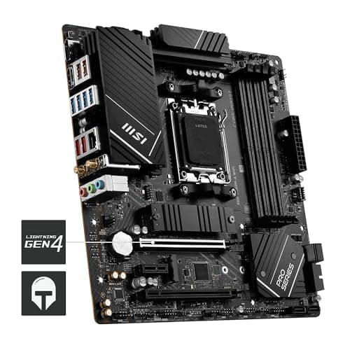 MSI PRO B650M-A WiFi Motherboard | Micro-ATX -Supports AMD Ryzen 7000 Series Processors | AM5-DDR5 Memory Boost 6400+MHz/OC | 2 x PCIe 4.0 x16, 2 x M.2 Gen4 | 4x EZ Debug LED | 7.1 HD Audio | Wi-Fi 6E 5