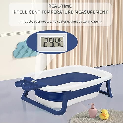 StarAndDaisy Baby Bath Tub for 0 to 5 Years/Folding Large Baby Bathtub with Temperature Meter/Safe & Comfortable Bathing tub for Kids 5
