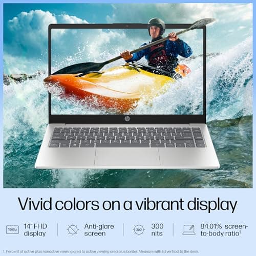 HP 14 AI, Intel Core Ultra 7 155H (16GB DDR5, 512GB SSD) FHD, Anti-Glare, 14"/35.6cm, Win11, Office21, Silver, 1.4kg, gr1023TU, Intel Arc Graphics, FHD Camera w/Shutter, Backlit Kb AI Powered Laptop 5