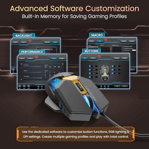 Portronics Vader 2.0 Wired Gaming Mouse with 7 Programmable Button Control, Adjustable DPI Upto 7100 Gaming Grade, 10 Million Clicks, RGB LED Lights, Ultra-Responsive 7000fps,1.5M Cable (Black) 4