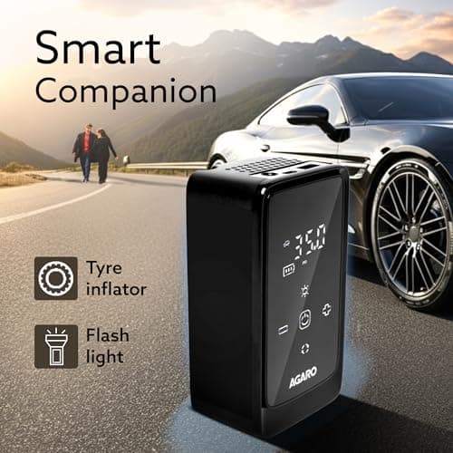 AGARO Atom Cordless Tyre Inflator, 150 PSI, 4500mAh Battery, Auto Shut-Off, Digital Display, LED Light, USB-C Charging, 12V DC Output, for Cars, Bikes, Balls & Inflatables 2