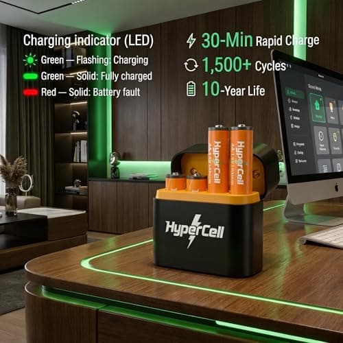 Hypercell® Rechargeable AA Batteries with Wireless Fast Charger Kit | 1.5V High Capacity 𝕃𝕚𝕥𝕙𝕚𝕦𝕞 3000 mAh |1500+ Cycles | 15‑Years Life| OEM | 3 Years Warranty | Made in U.S 3